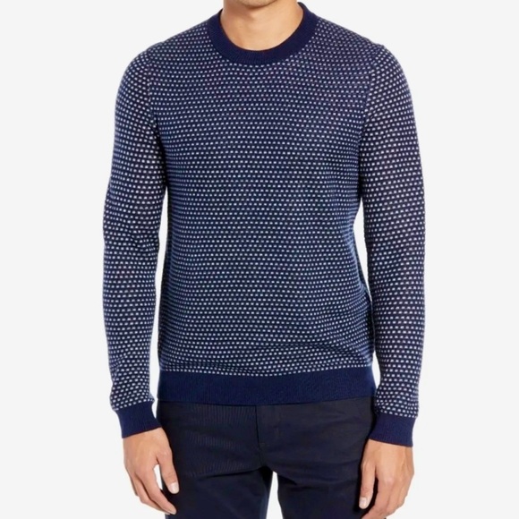 Ted Baker London Malttea Slim Fit Textured Crew Neck Wool Blend Sweater  Size XL - Picture 1 of 15